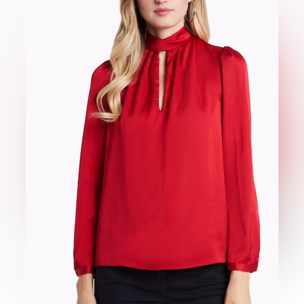 1. STATE Keyhole Charmeuse Blouse